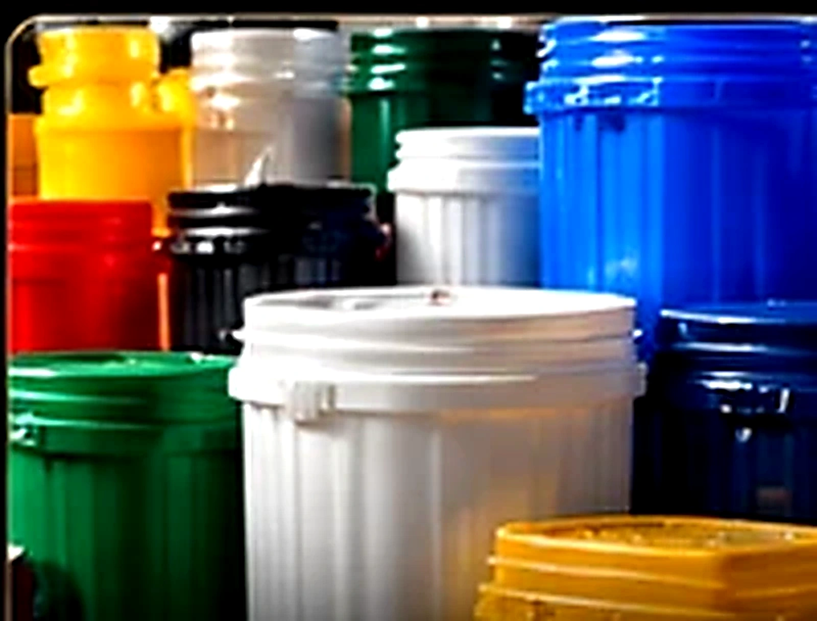 Colorful manufactured plastic containers
